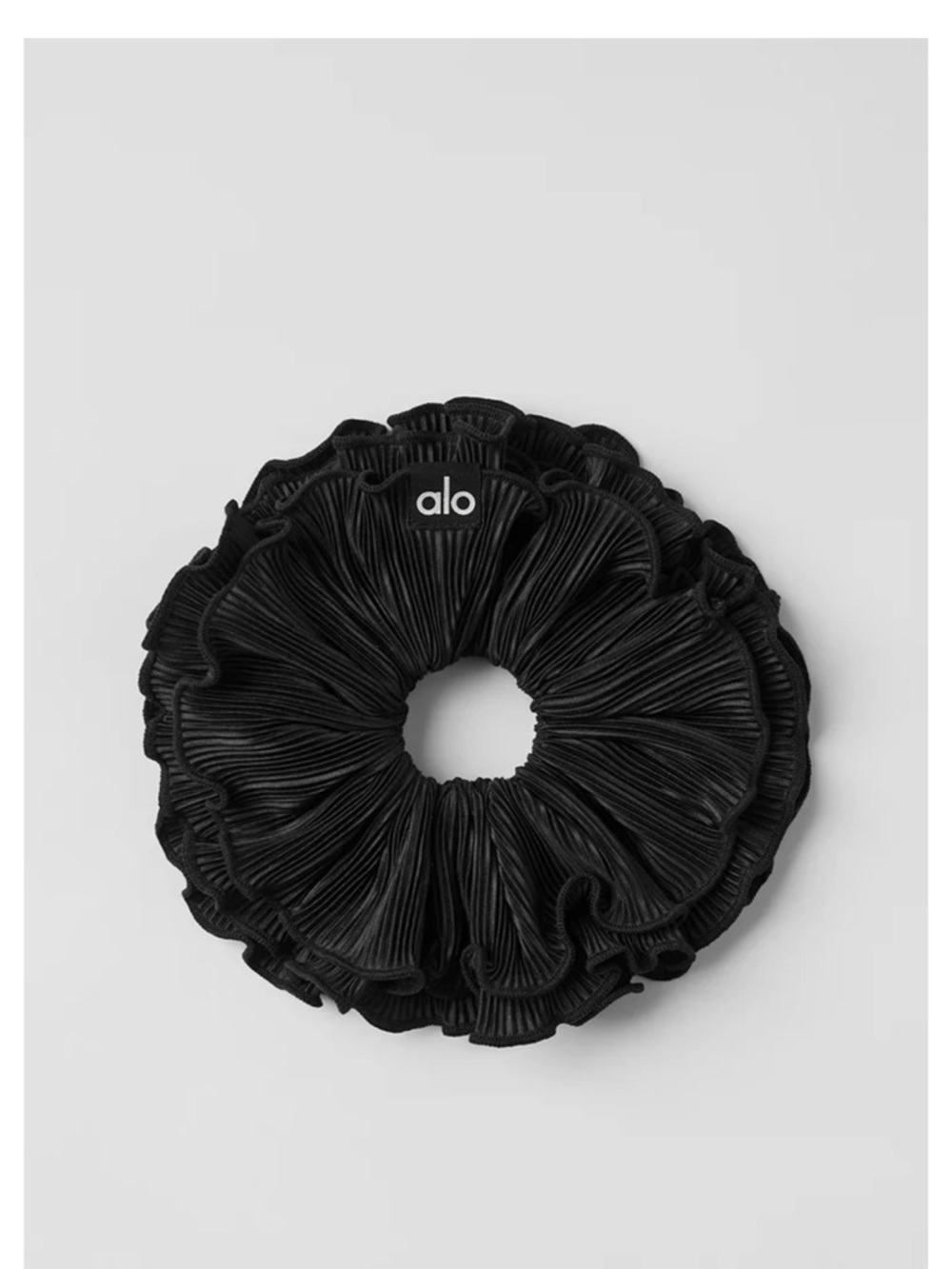 ALO Yoga Black Pleated Ruffle Scrunchie